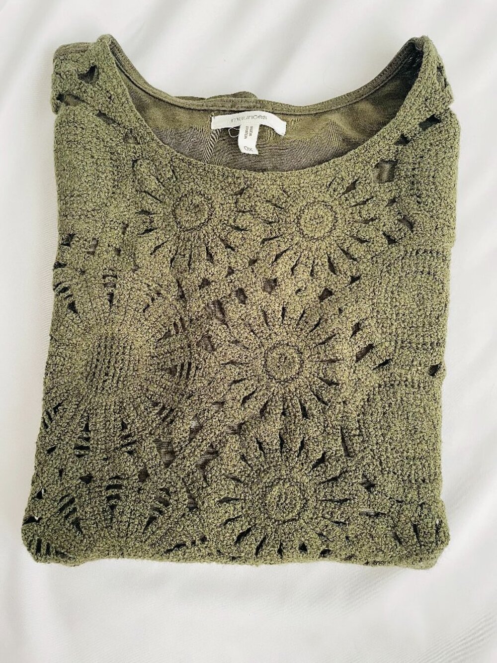 Olive Crochet Sleeveless Top – Size 0X